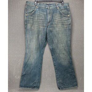Martin + Osa Mens Size 40x32 BootCut Blue Jeans Distressed dirty denim look